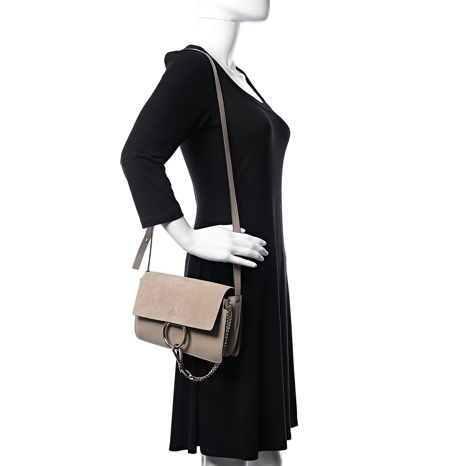 Chloe Suede Calfskin Small Faye Shoulder Bag Motty Grey 2 of 11