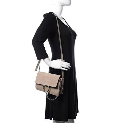Chloe Suede Calfskin Small Faye Shoulder Bag Motty Grey 2 of 11