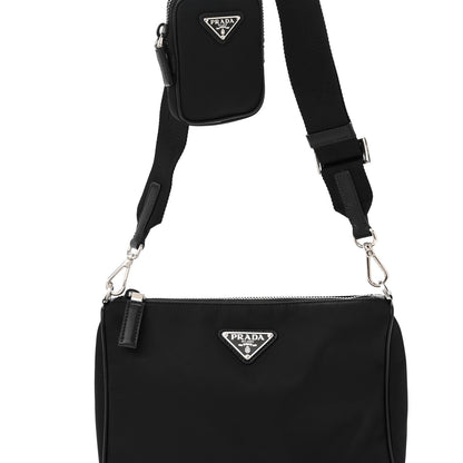 Prada Re-Nylon Saffiano Pocket Zippered Shoulder Bag Black 8 of 10