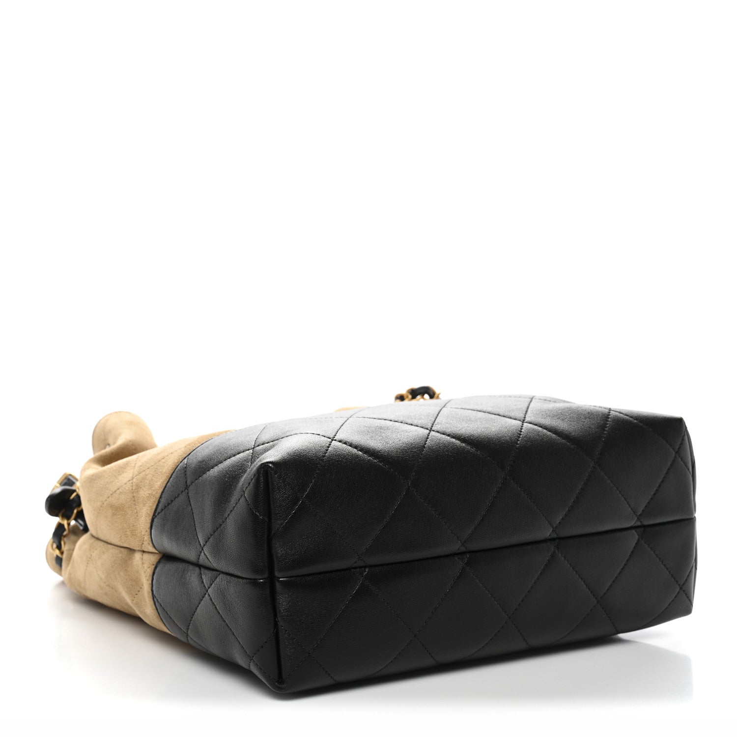 Chanel Suede Calfskin Shiny Lambskin Quilted Coco Base Shopping Bag Beige Black 4 of 11