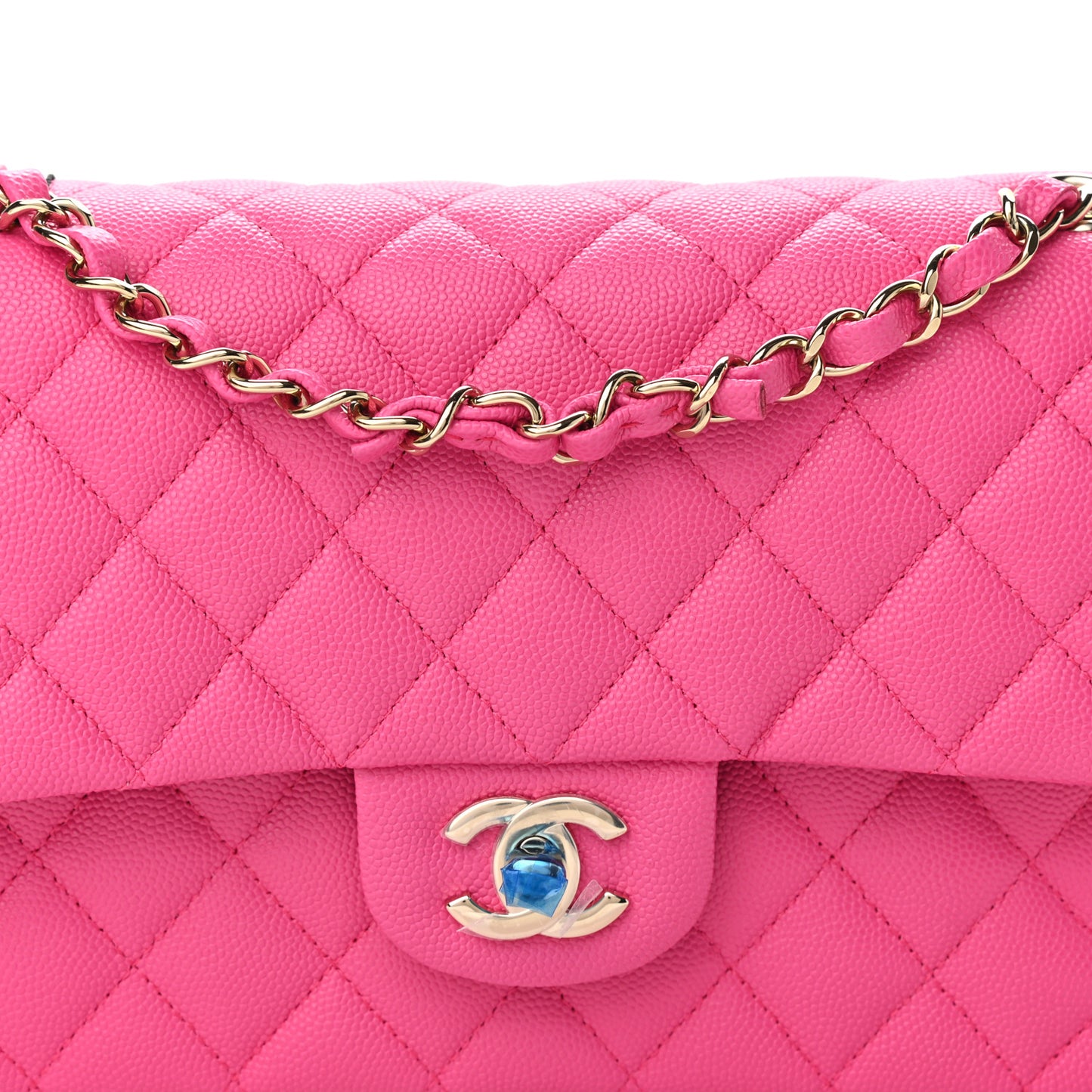 Caviar Quilted Medium Double Flap Dark Pink