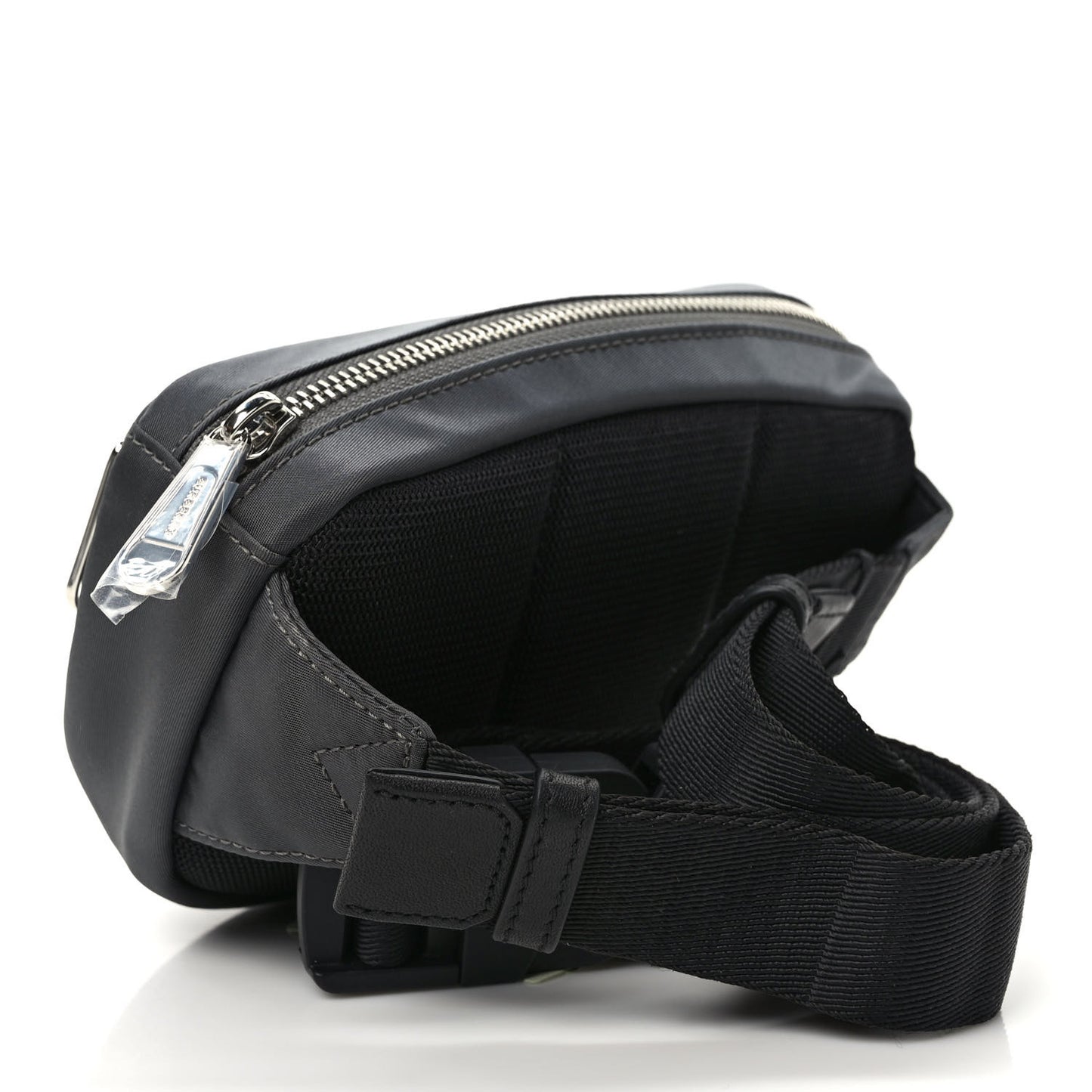 Econyl Logo Print Small Cannon Bum Bag Charcoal Grey