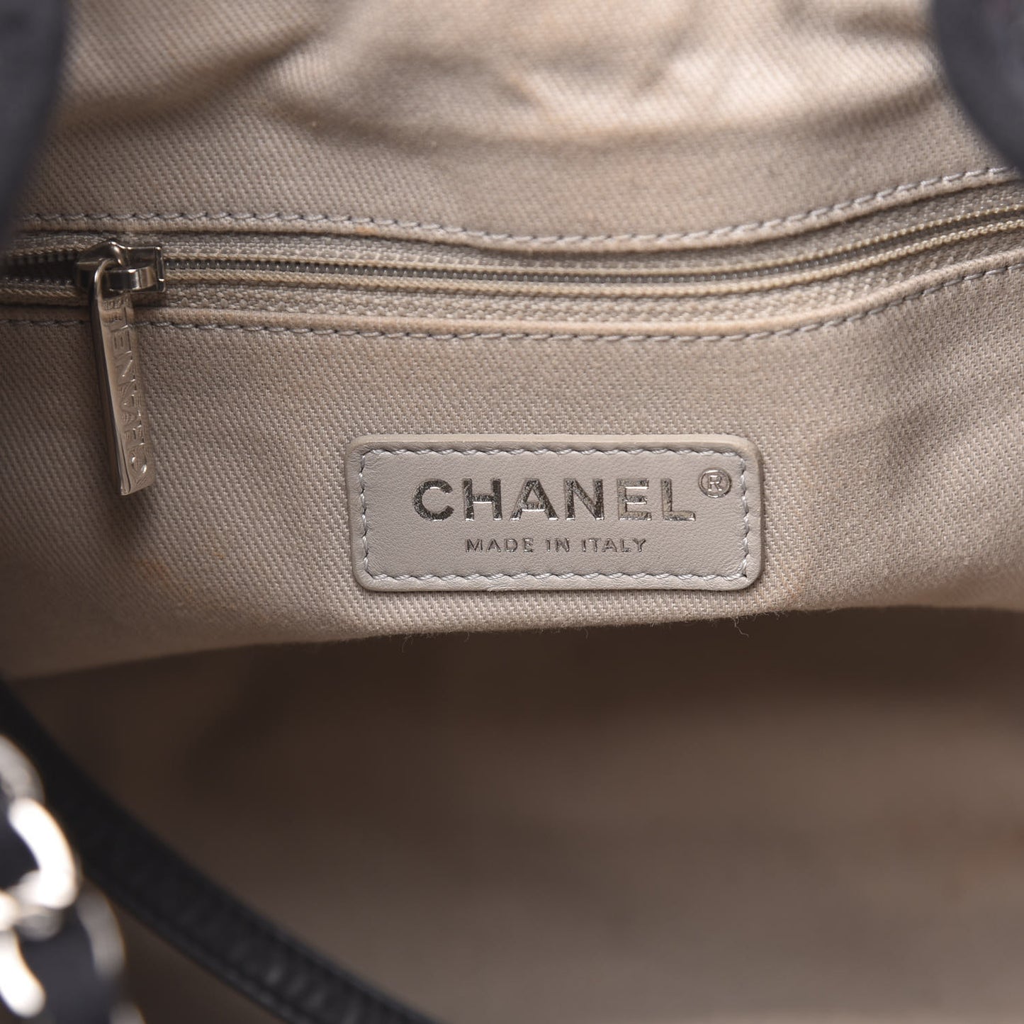 Striped Canvas Deauville Drawstring Bag Grey Black