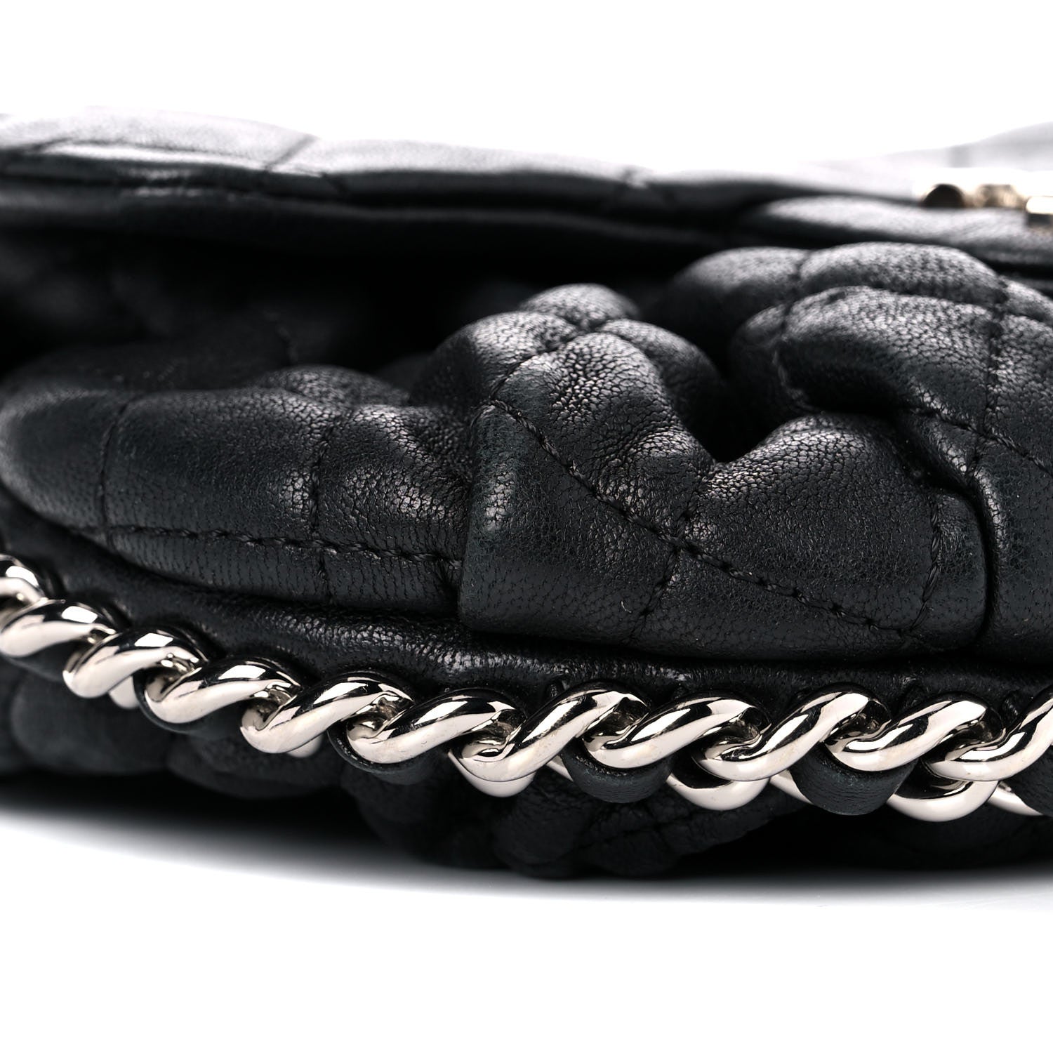 Chanel Washed Lambskin Quilted Medium Chain Around Messenger Black 8 of 14