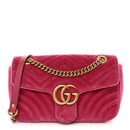 Gucci Velvet Matelasse Small GG Marmont Shoulder Bag Light Raspberry Rose 1 of 10