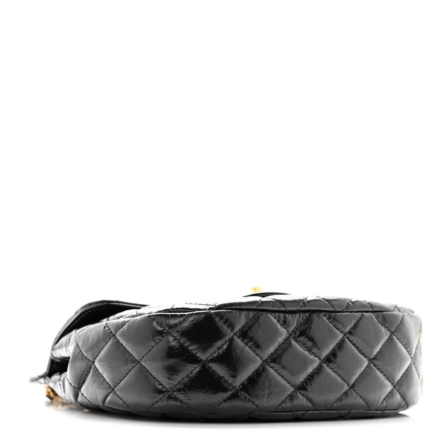 Chanel Shiny Crumpled Calfskin Quilted Small CC Messenger Bag Black 4 of 10