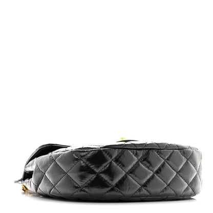 Chanel Shiny Crumpled Calfskin Quilted Small CC Messenger Bag Black 4 of 10