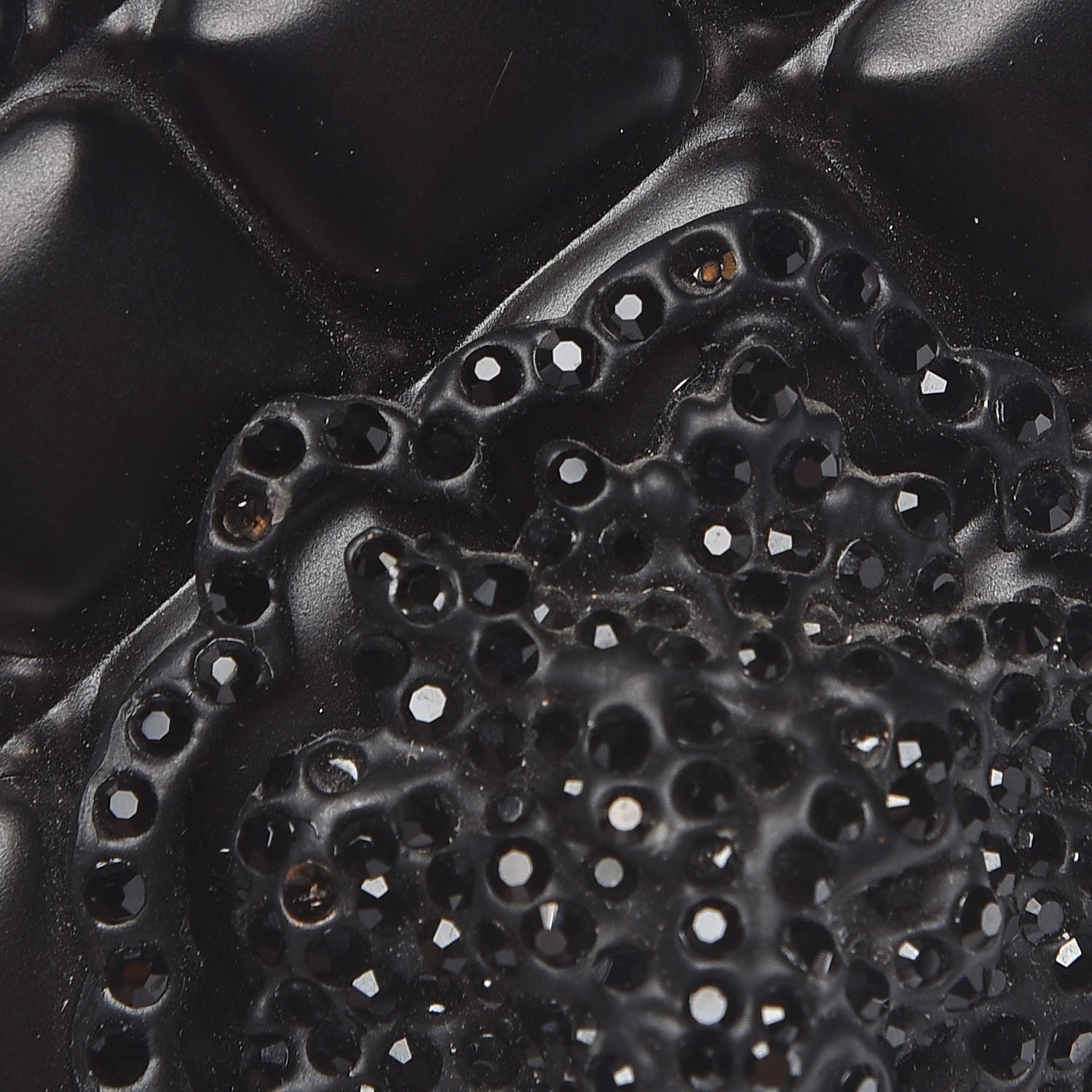 Chanel Cracked Calfskin Quilted Crystal Lion Clutch Black 9 of 9