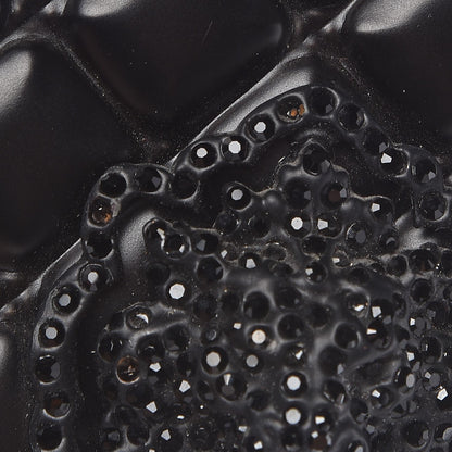 Chanel Cracked Calfskin Quilted Crystal Lion Clutch Black 9 of 9