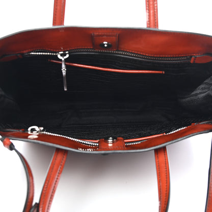Prada Spazzolato Flower Tote Arancio Black 4 of 8