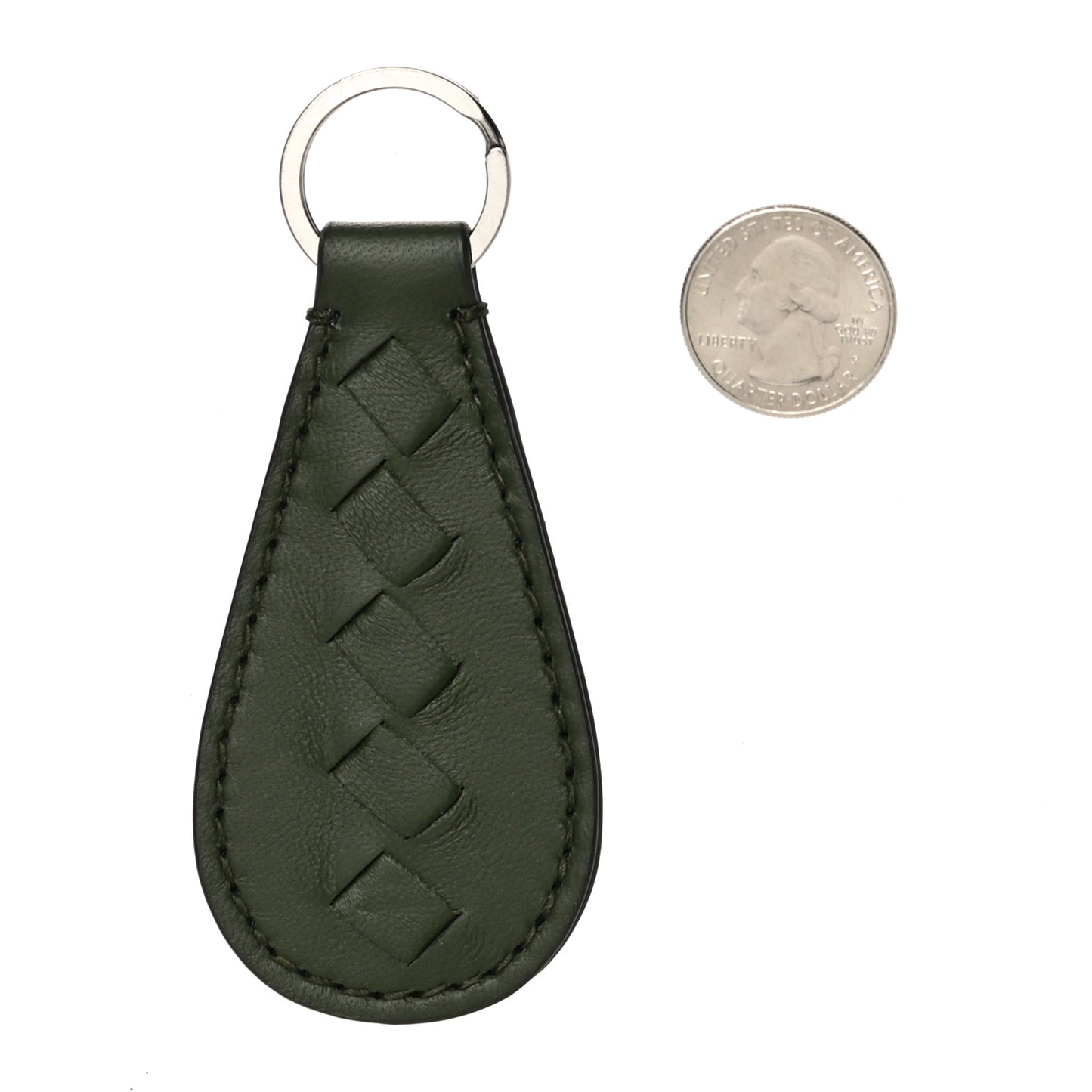 Nappa Intrecciato Key Ring Dark Green
