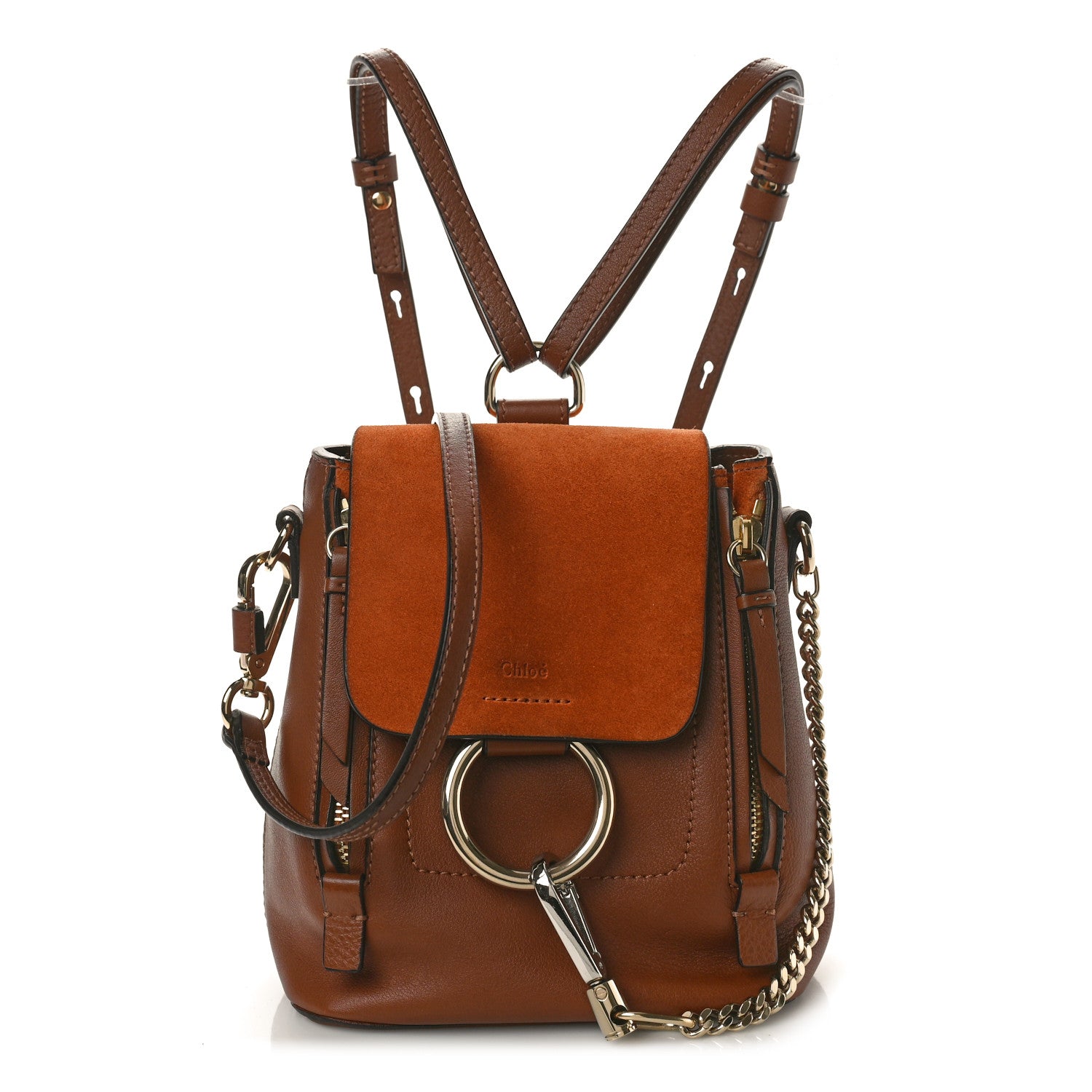 Chloe Suede Calfskin Mini Faye Backpack Tan 1 of 9