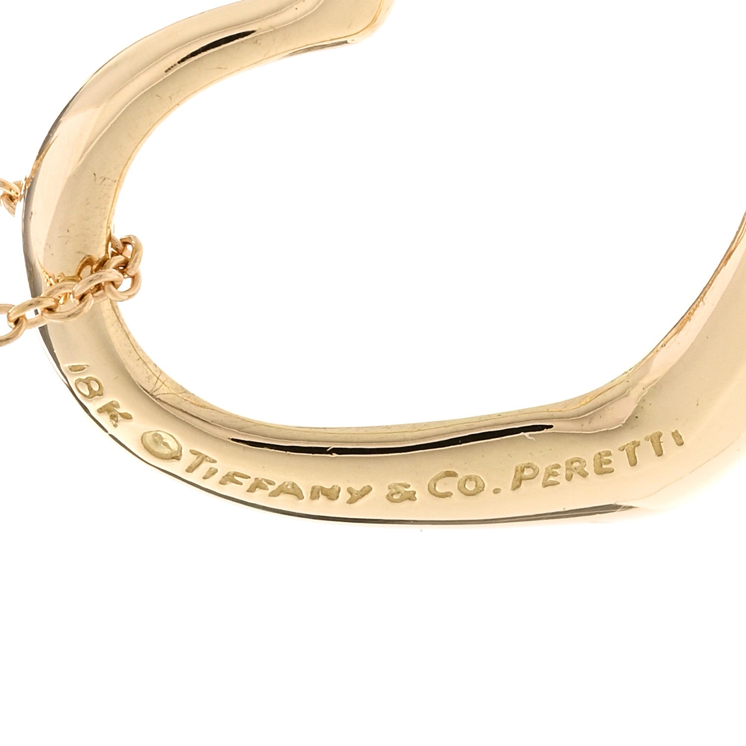 Tiffany 18K Yellow Gold 22mm Elsa Peretti Open Heart Pendant Necklace 4 of 4
