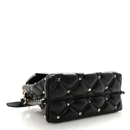 Valentino Garavani Lambskin VLTN Print Candystud Top Handle Bag Black 4 of 9