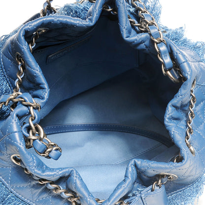 Chanel Calfskin Fringe Chains CC Denim Drawstring Bucket Bag Blue 8 of 8