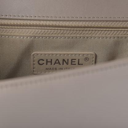 Chanel Patent Chevron Quilted New Medium Boy Flap Light Beige 8 of 13