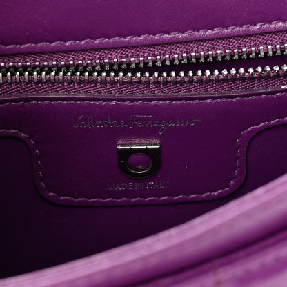 Salvatore Ferragamo Calfskin Quilted Gancini Small Flap Bag Purple 6 of 10