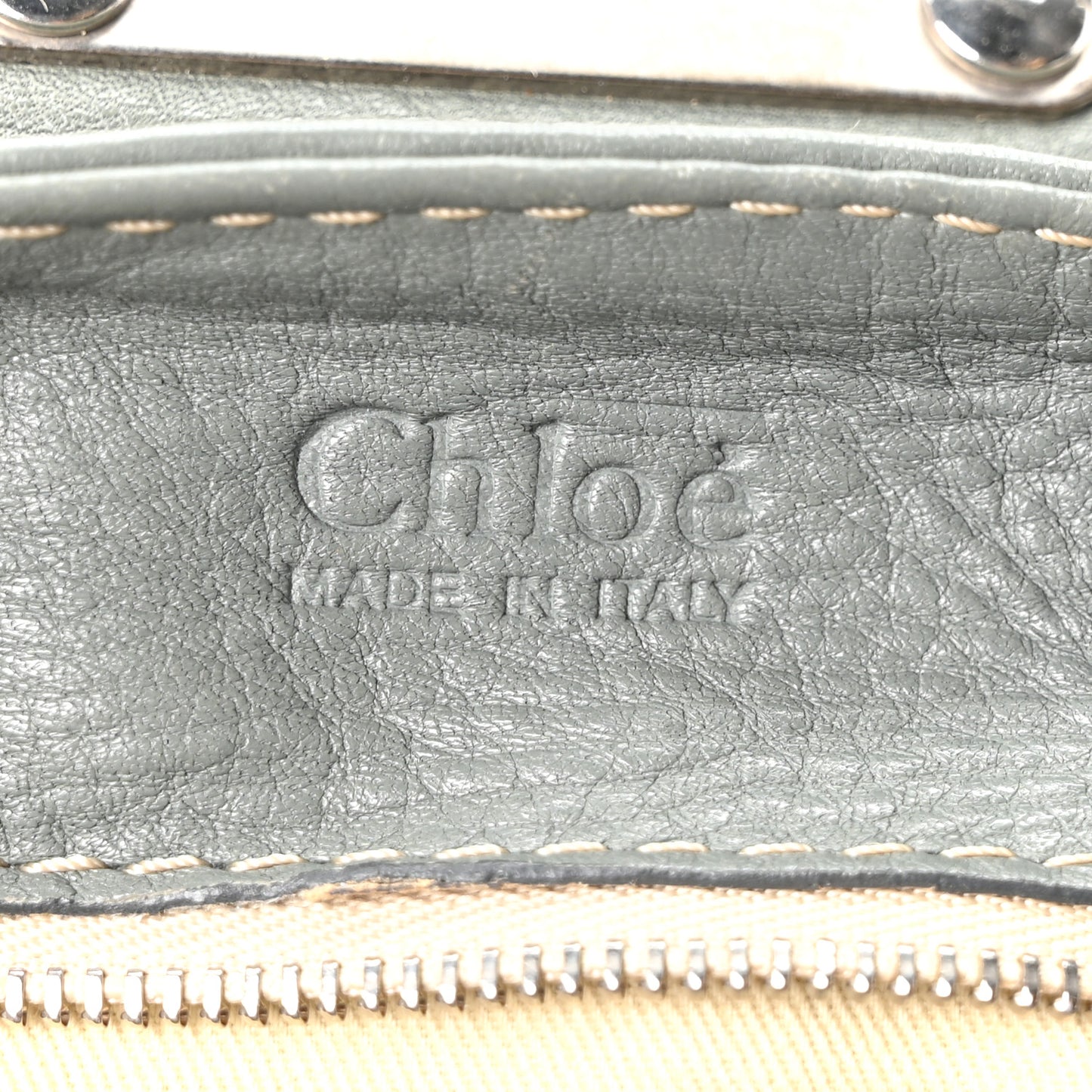 Calfskin Paddington Front Pocket Tote Gris Vert