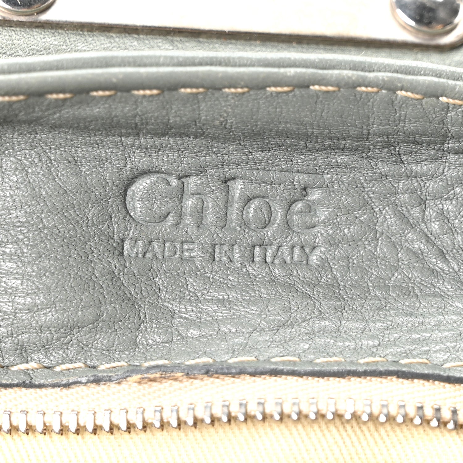Chloe Calfskin Paddington Front Pocket Tote Gris Vert 6 of 10