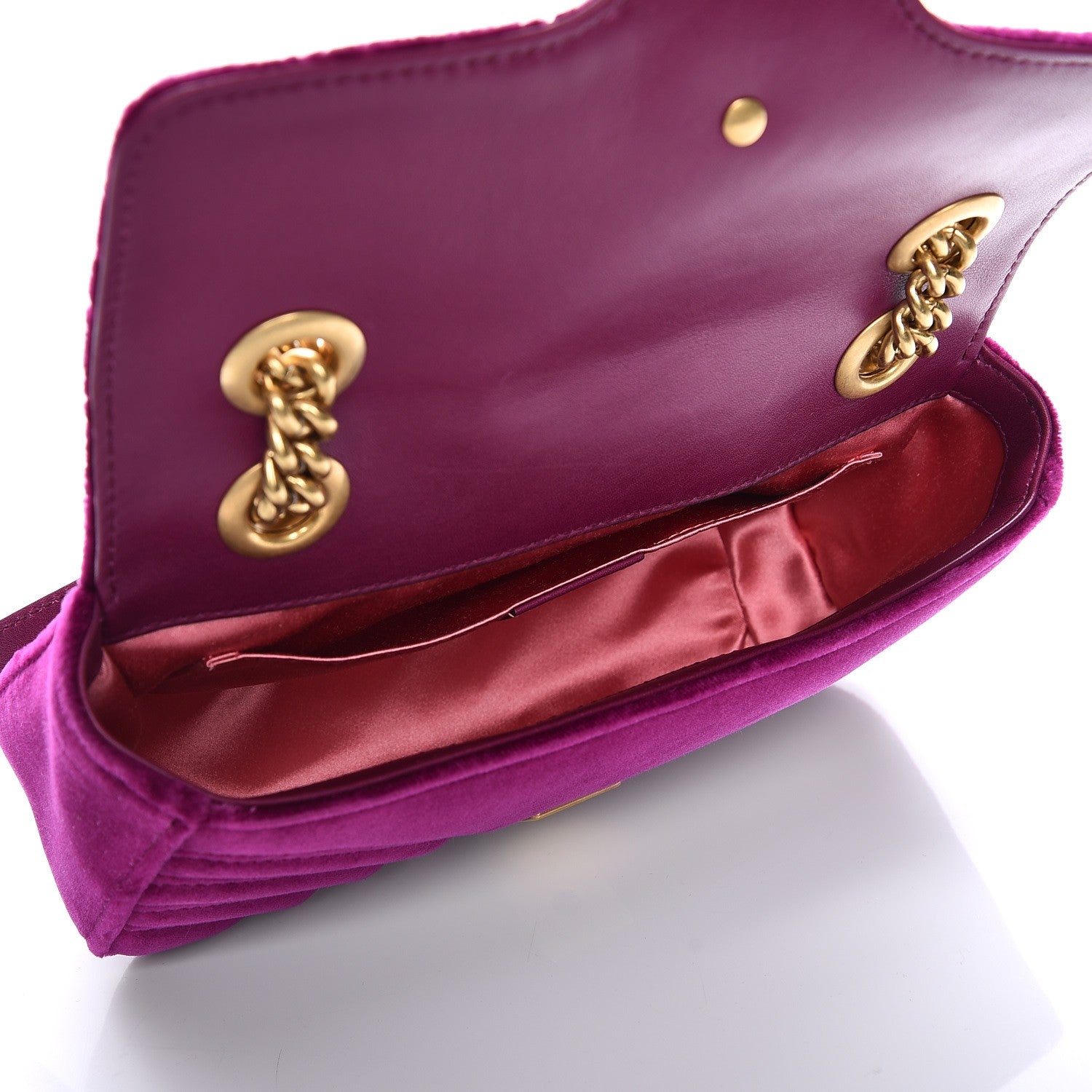 Gucci Velvet Matelasse Mini GG Marmont Shoulder Bag Fuchsia Violet Cyclamen 5 of 10