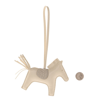 Hermes Milo Lambskin Matte Alligator Touch Grigri Rodeo Horse Bag Charm MM Craie 2 of 4