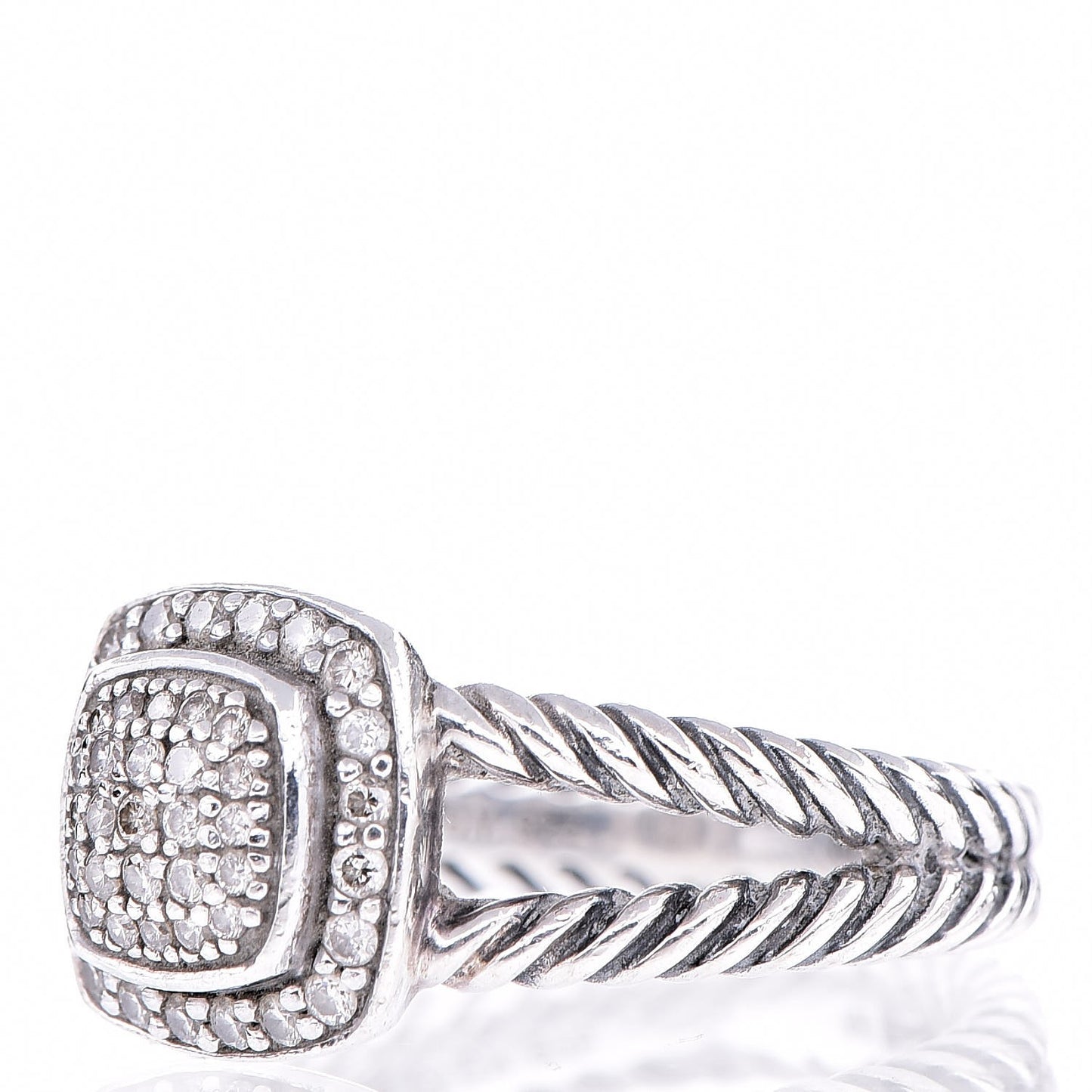 Sterling Silver Diamond 7mm Petite Albion Pave Ring 57 8