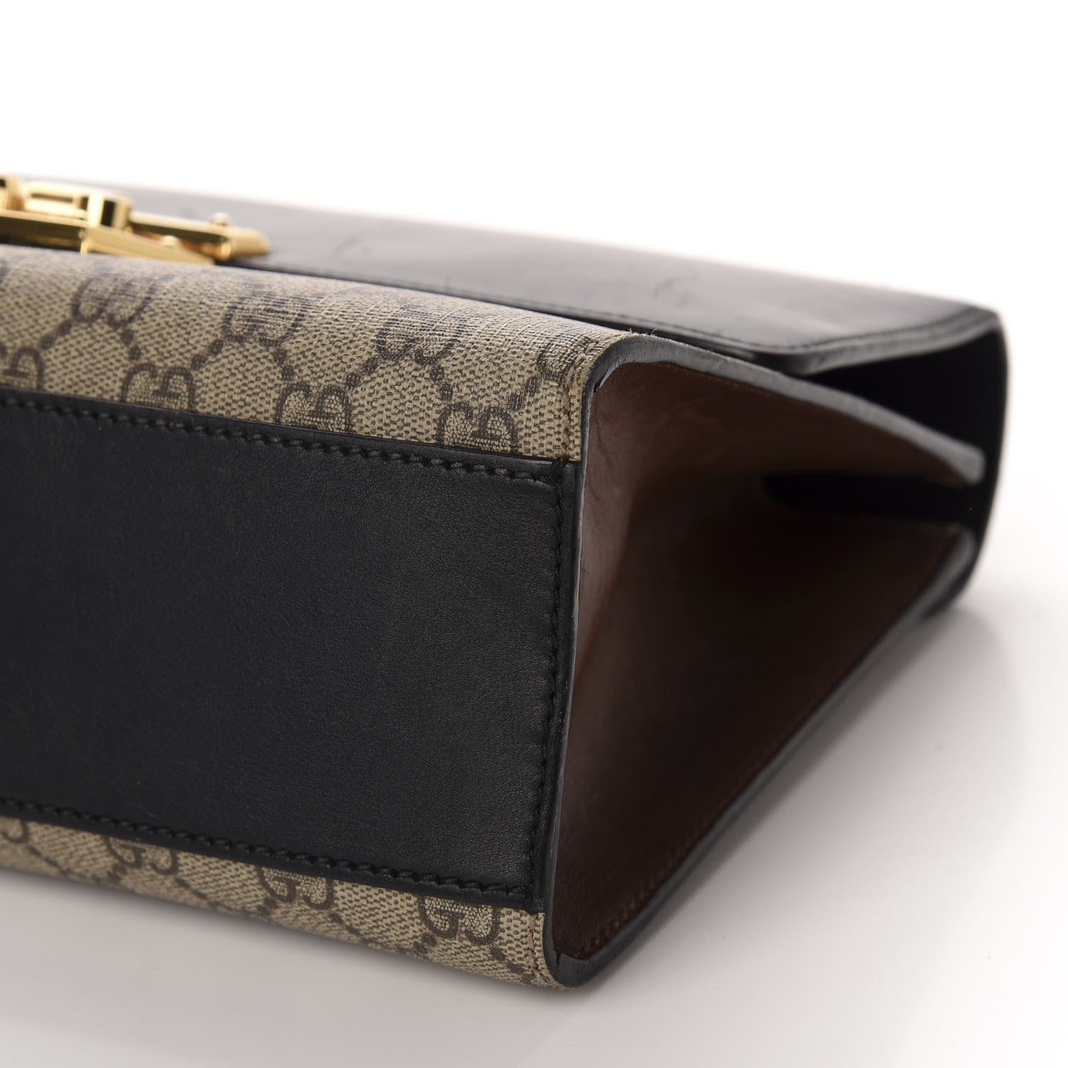 Gucci GG Supreme Monogram Calfskin Medium Padlock Shoulder Bag Beige Black Cuir 8 of 12