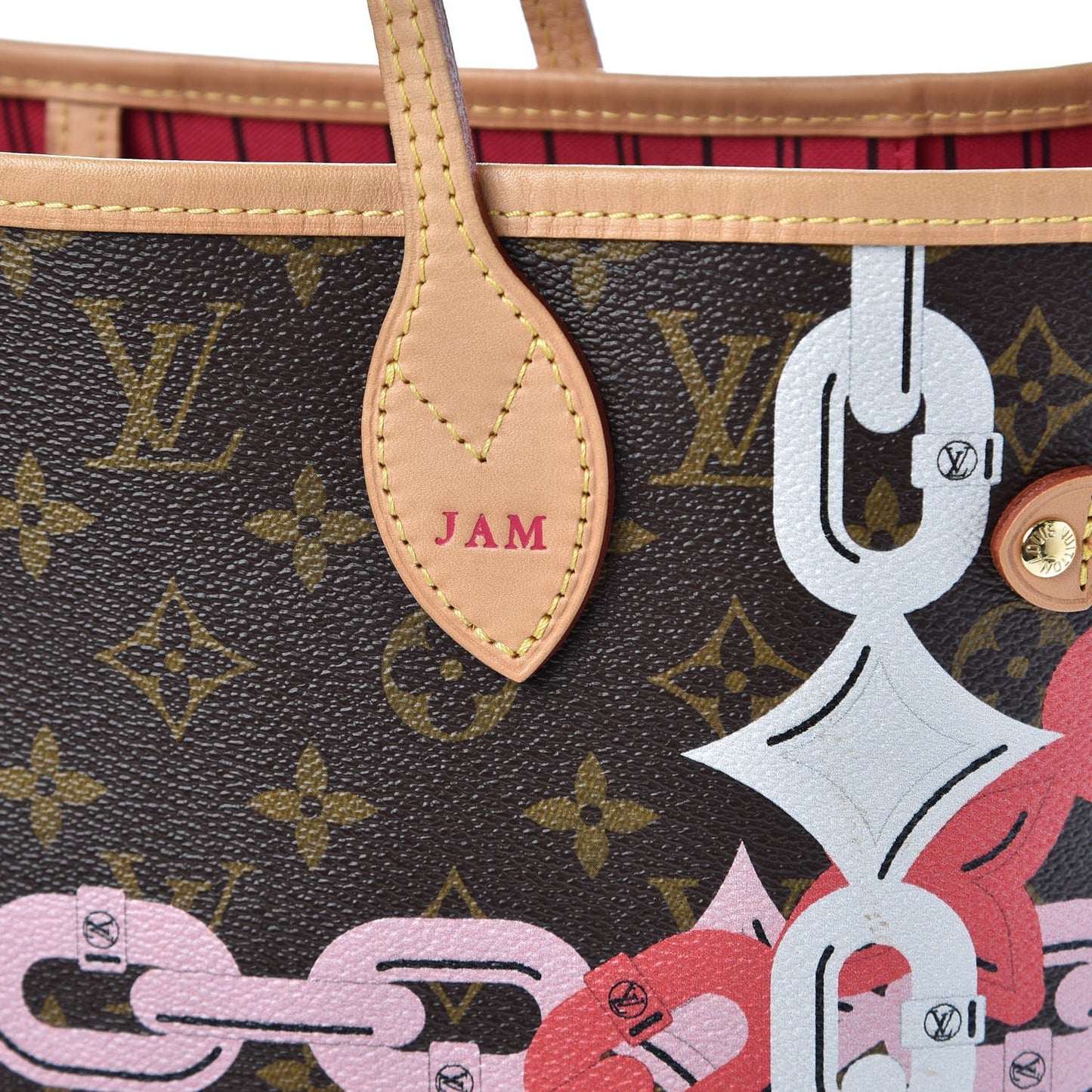 Monogram Bay Neverfull MM Rose Ballerine Poppy