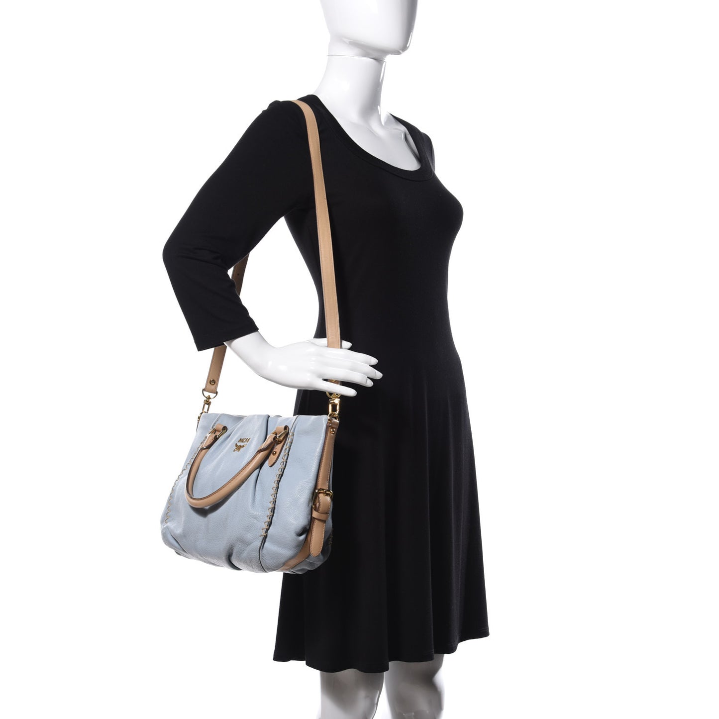Grained Calfskin Crossbody Blue