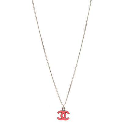 Chanel Enamel CC Necklace Gold Dark Pink 1 of 6