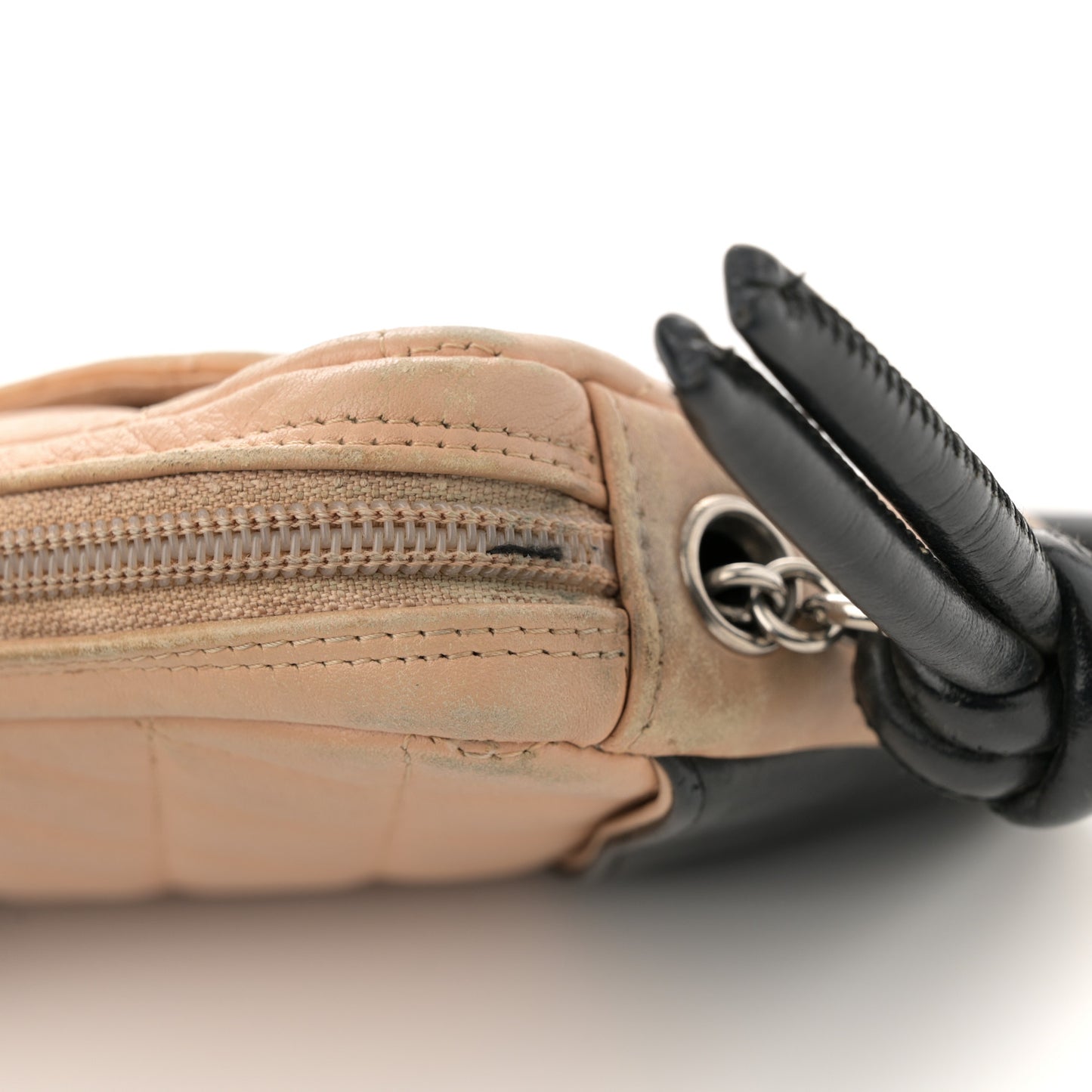 Calfskin Quilted Cambon Pochette Beige Black