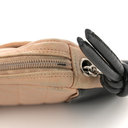 Chanel Calfskin Quilted Cambon Pochette Beige Black 10 of 12