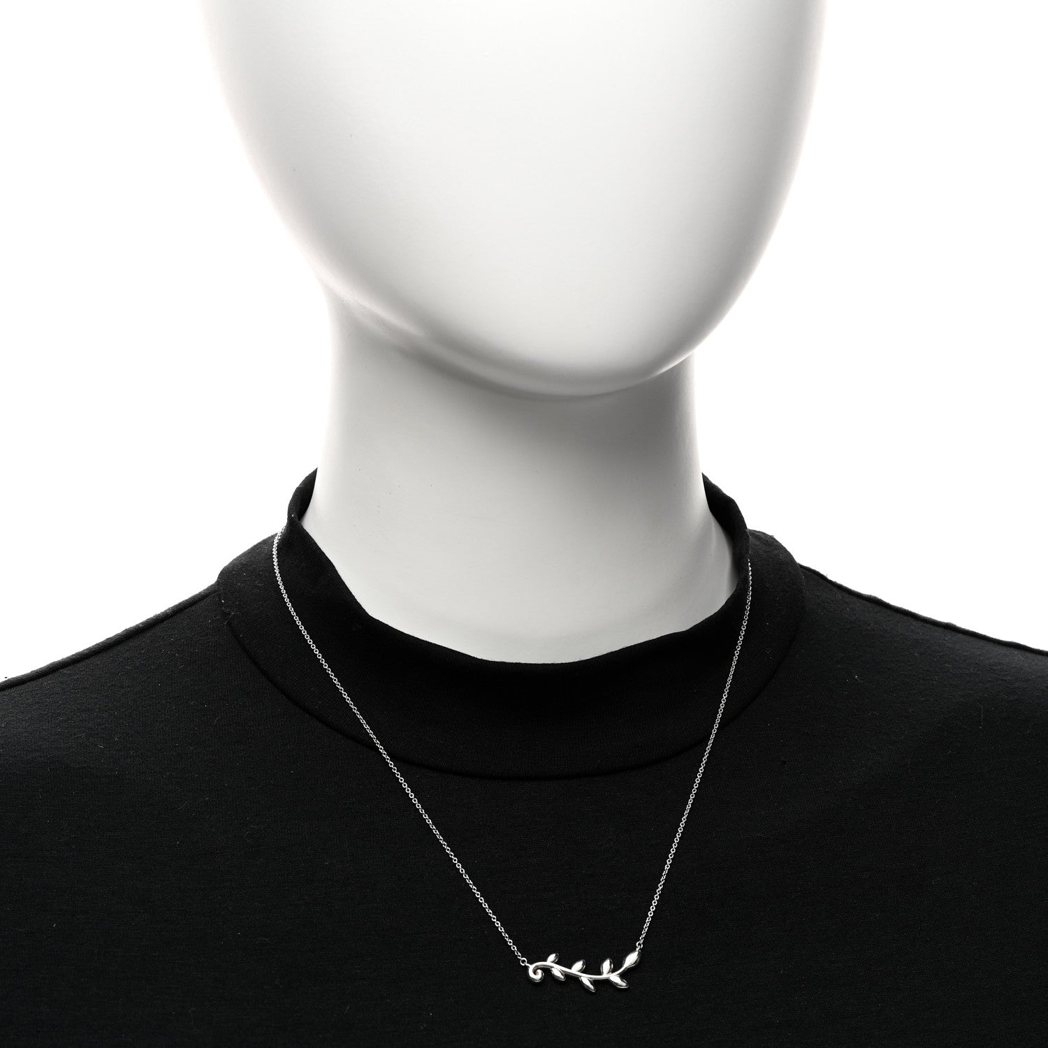 Tiffany Sterling Silver Paloma Picasso Olive Leaf Vine Pendant Necklace 2 of 4