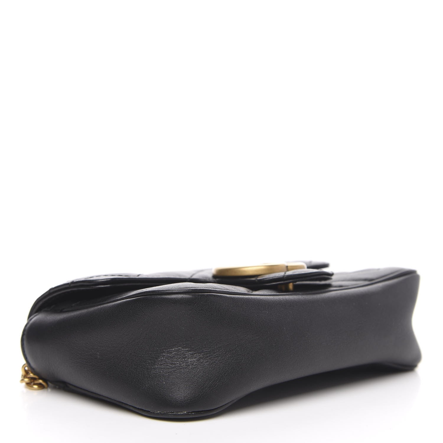 Gucci Calfskin Matelasse Super Mini GG Marmont Shoulder Bag Black 4 of 13