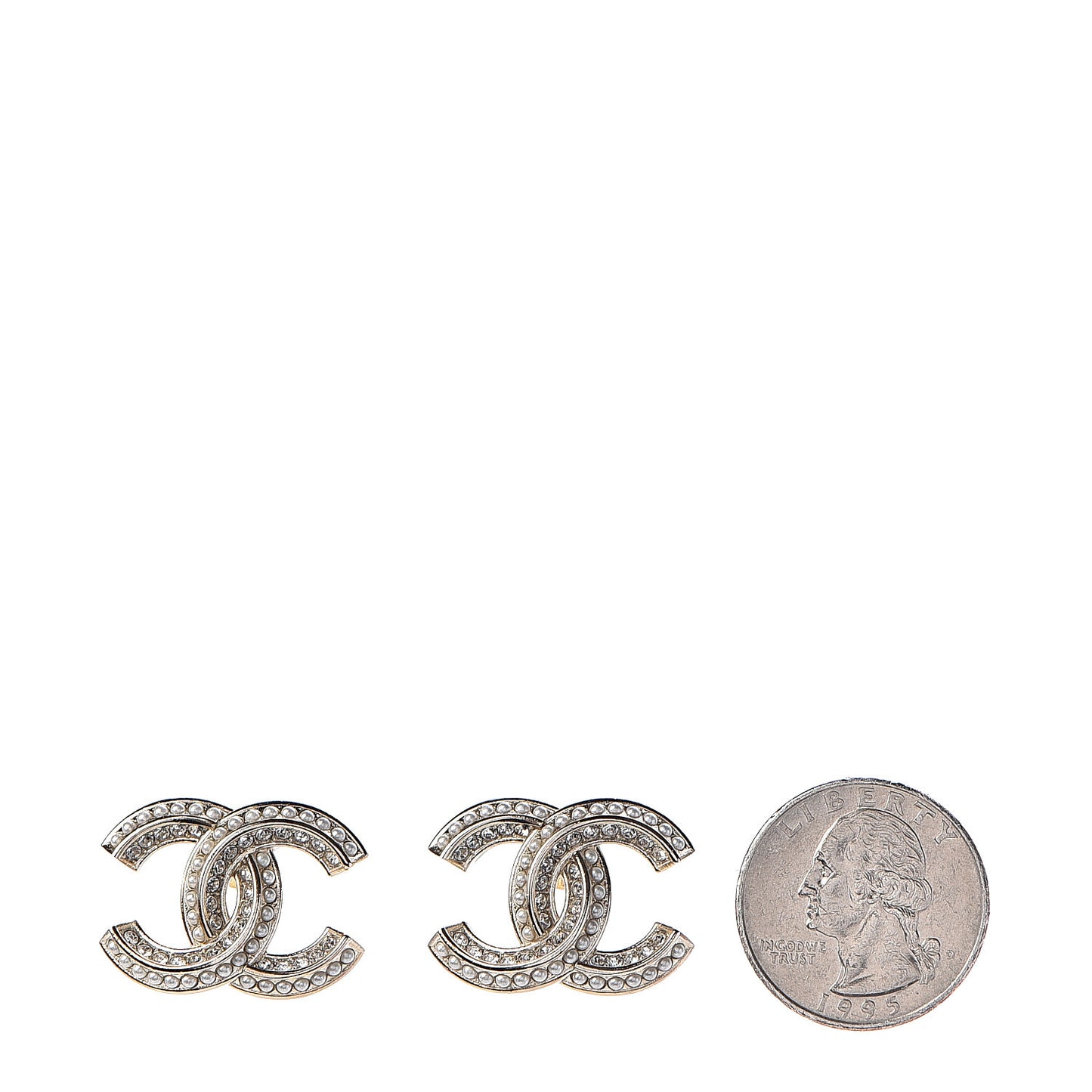 Pearl Crystal CC Earrings Gold