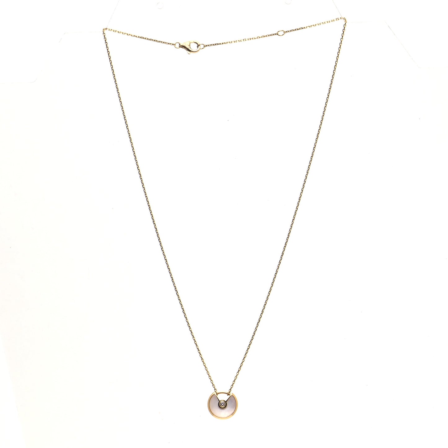18K Yellow Gold Diamond Mother of Pearl XS Amulette de Cartier Pendant Necklace