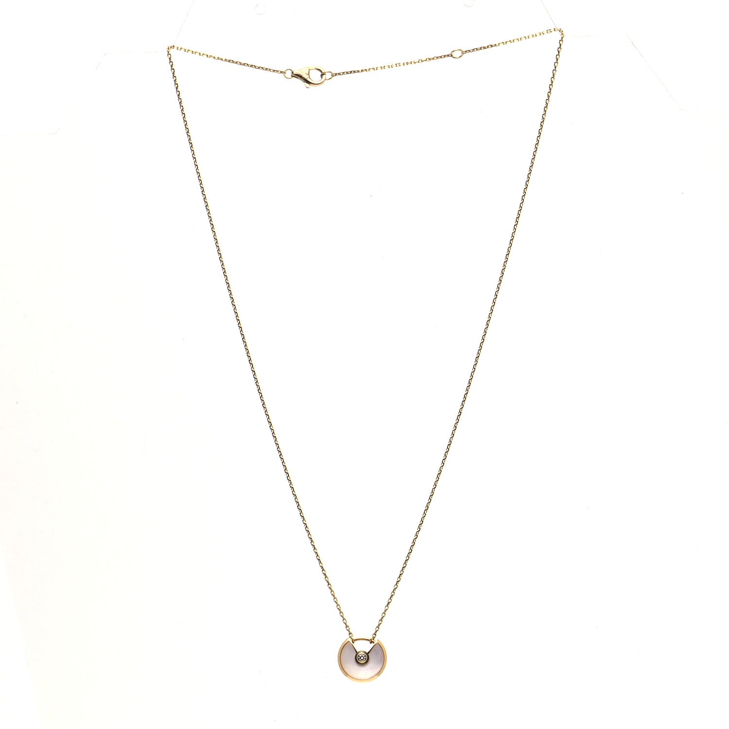 Cartier 18K Yellow Gold Diamond Mother of Pearl XS Amulette de Cartier Pendant Necklace 3 of 6