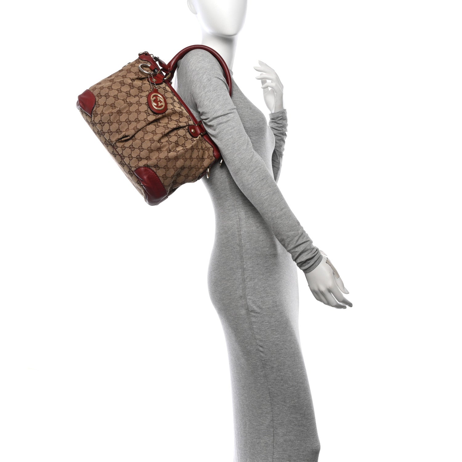 Gucci Monogram Medium Sukey Top Handle Dark Red 2 of 19