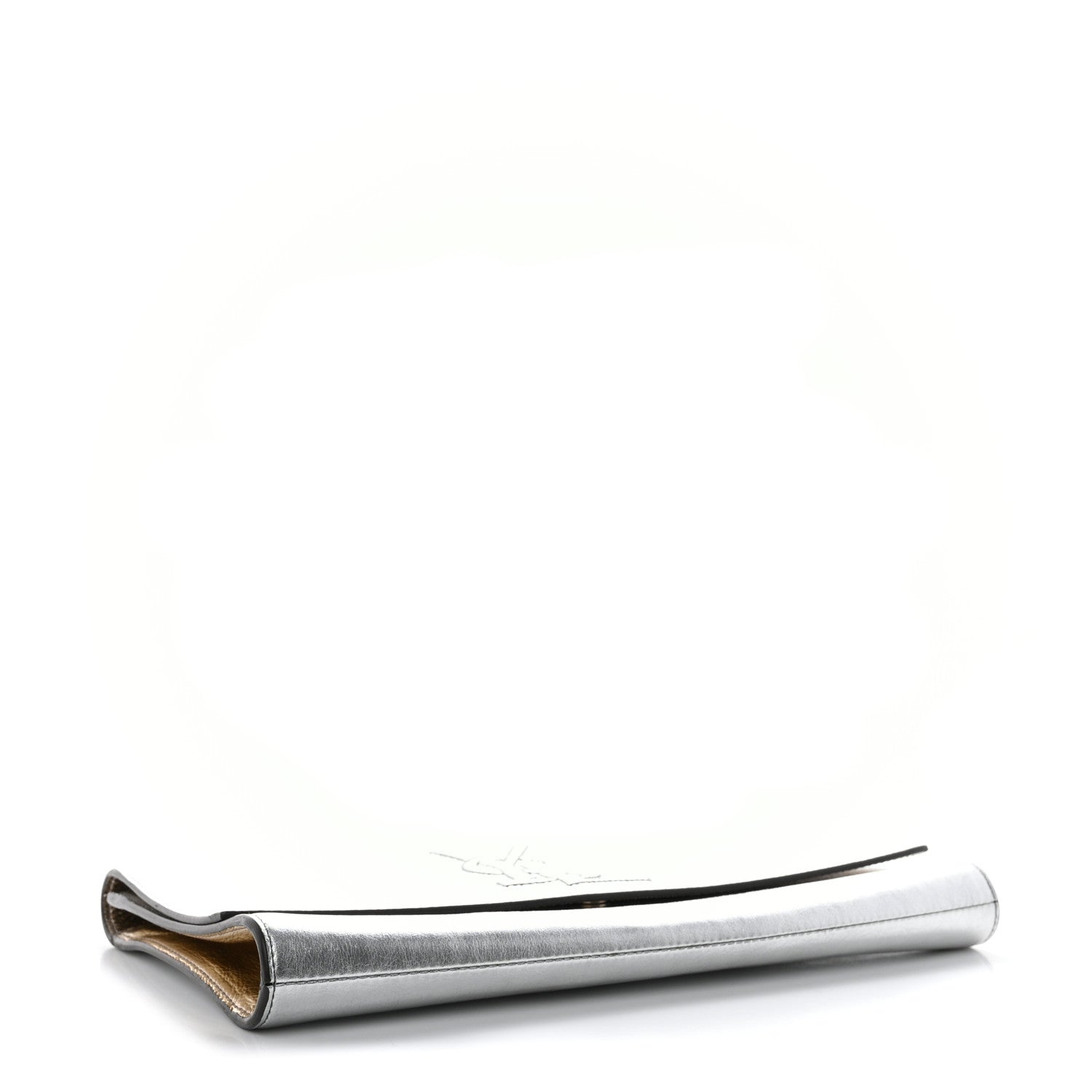 Saint Laurent Metallic Calfskin Monogram Large Belle De Jour Clutch Silver 4 of 7