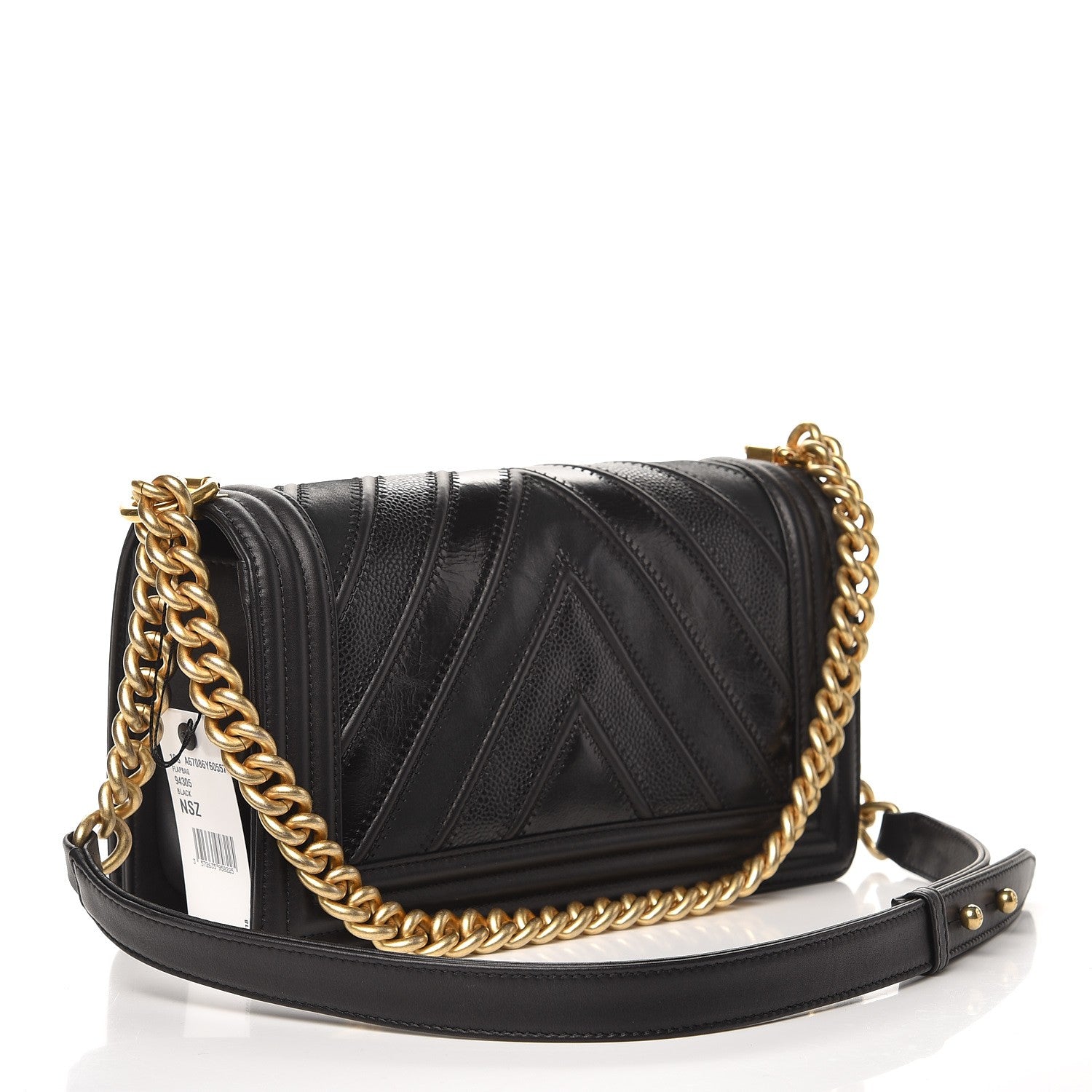 Chanel Caviar Suede Calfskin Chevron Medium Boy Flap Black 3 of 8