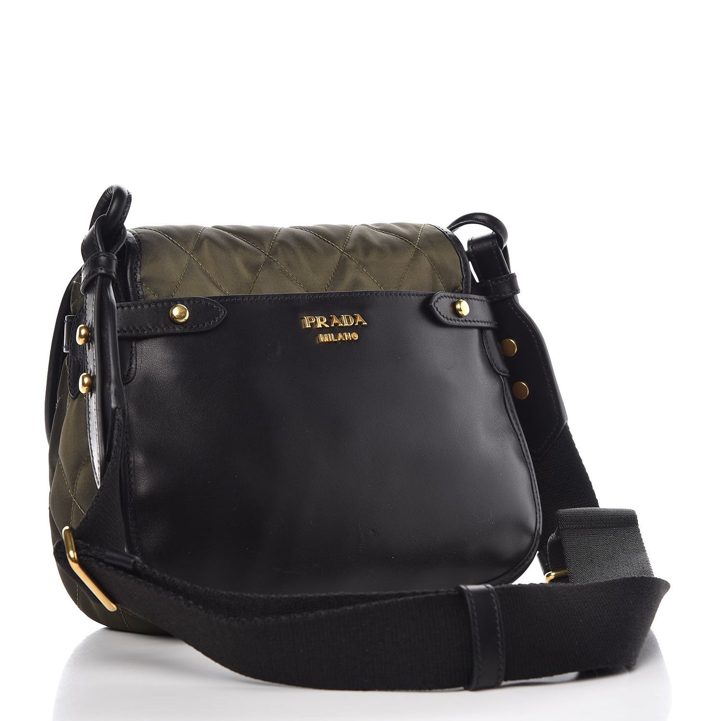 Tessuto Nylon City Calfskin Quilted Crossbody Mimetico Black