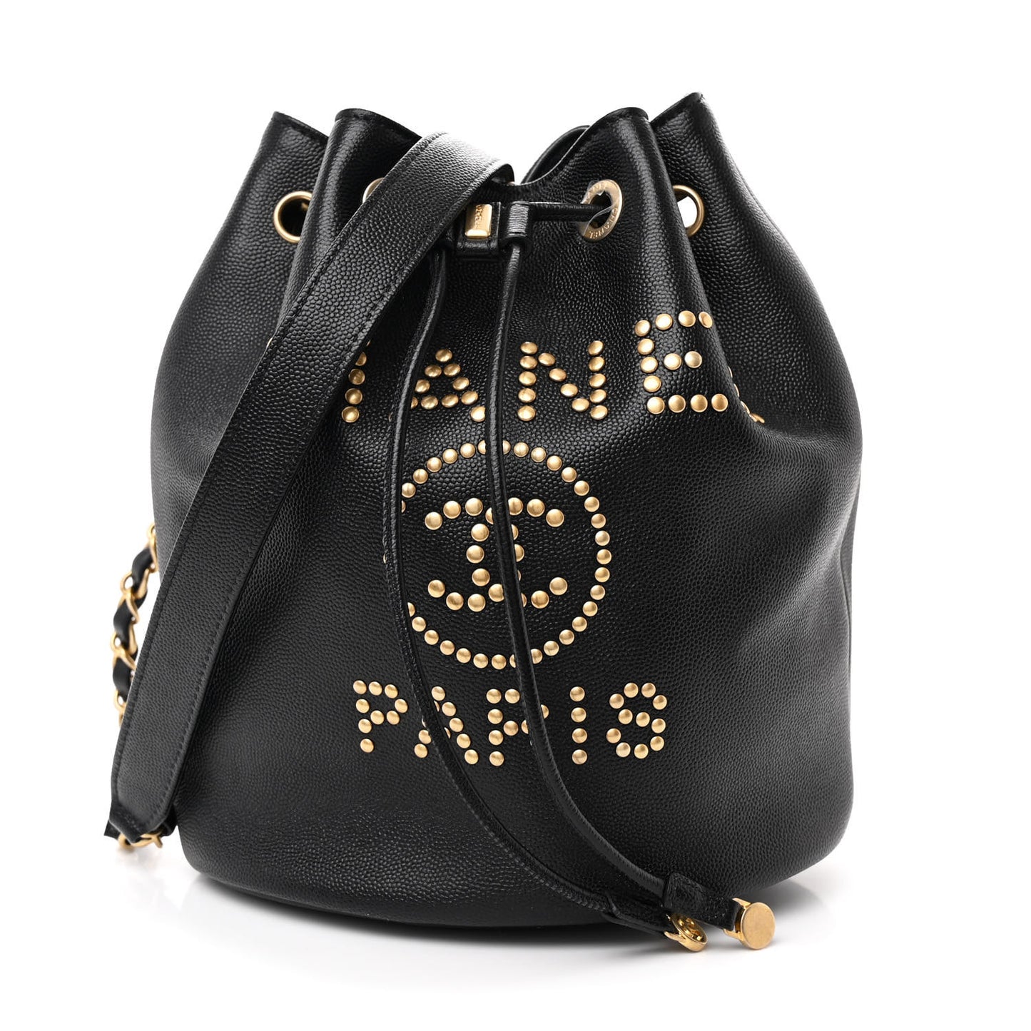 Caviar Deauville Drawstring Bucket Bag Black