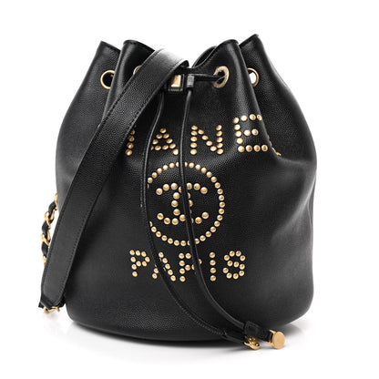 Chanel Caviar Deauville Drawstring Bucket Bag Black 1 of 10