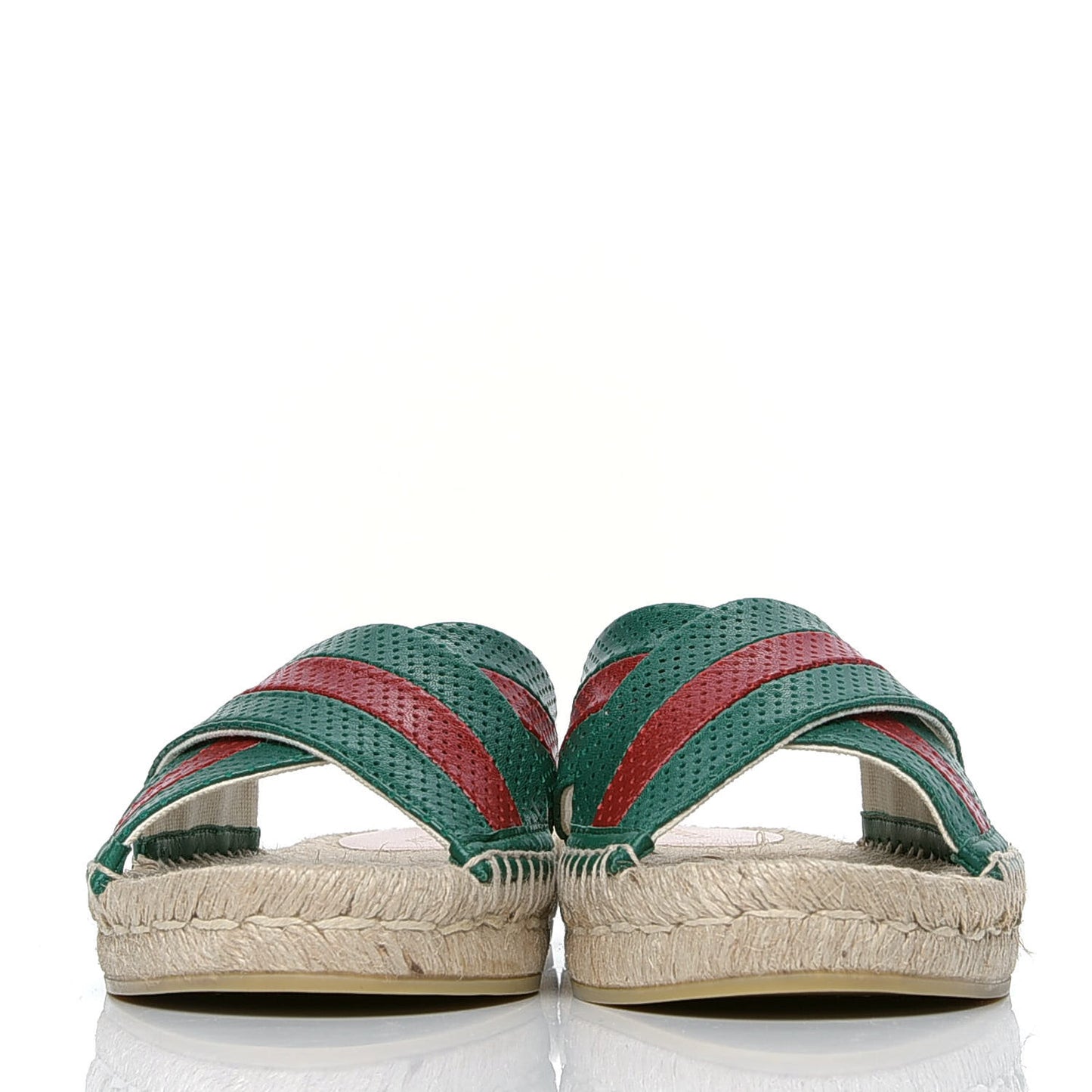 Malaga Kid Perforated Criss Cross Espadrille Slide Sandals 38.5 Emerald Hibiscus Red