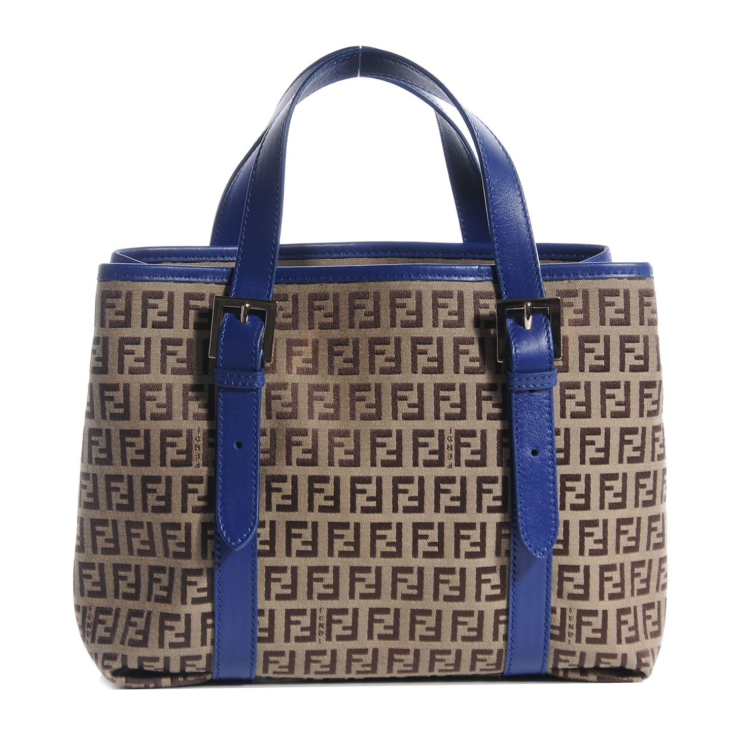 Zucchino Vitello Small Tote Mogano Panna Blue