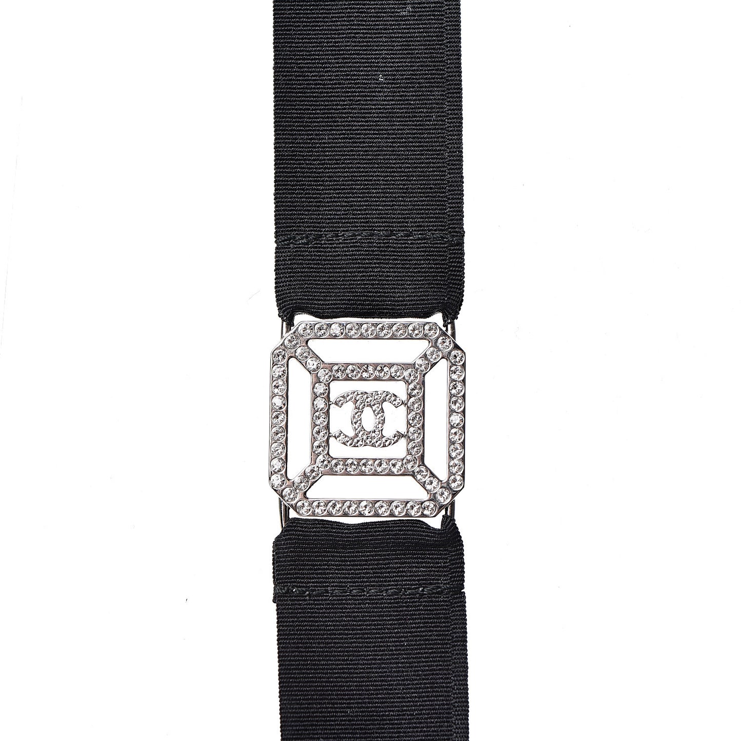 Crystal CC Cross Lanyard Necklace Black Silver