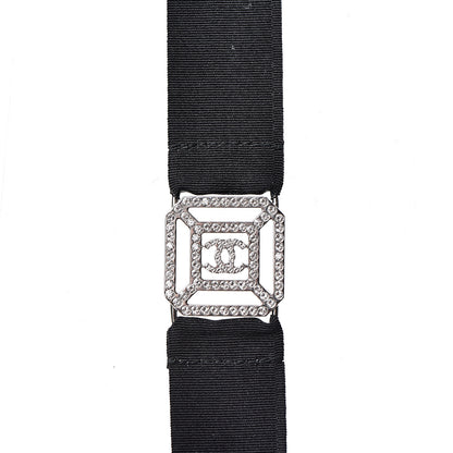 Chanel Crystal CC Cross Lanyard Necklace Black Silver 4 of 6
