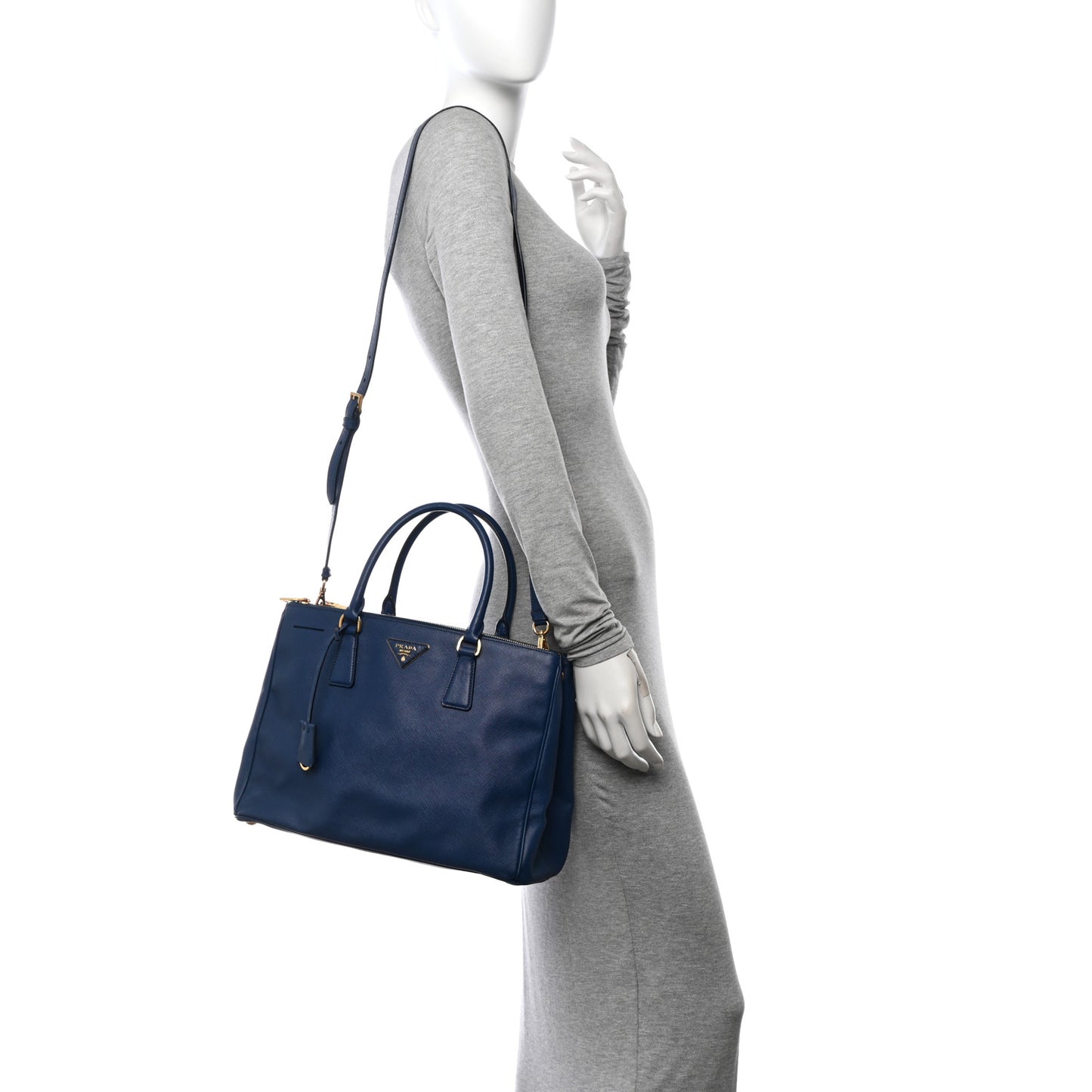 Saffiano Medium Galleria Double Zip Tote Bluette