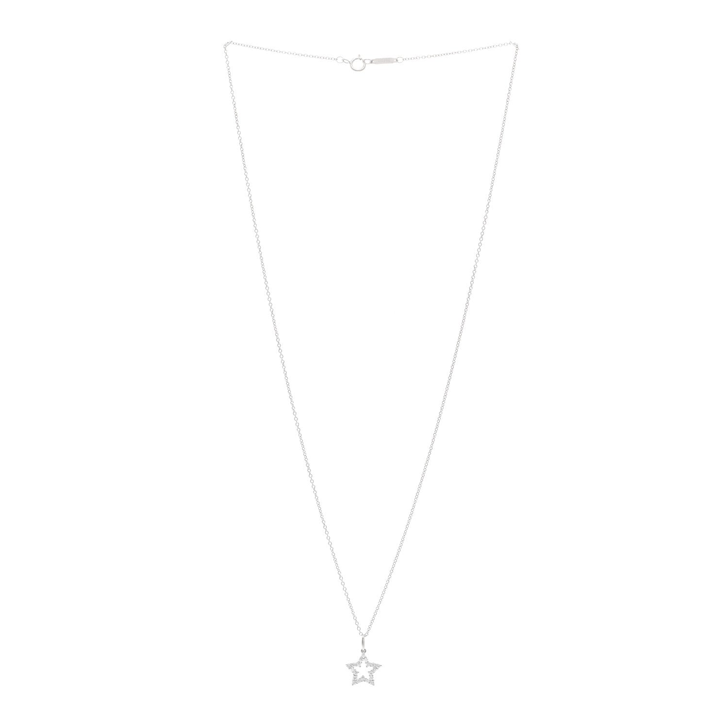 Tiffany Platinum Diamond Star Pendant Necklace 3 of 5