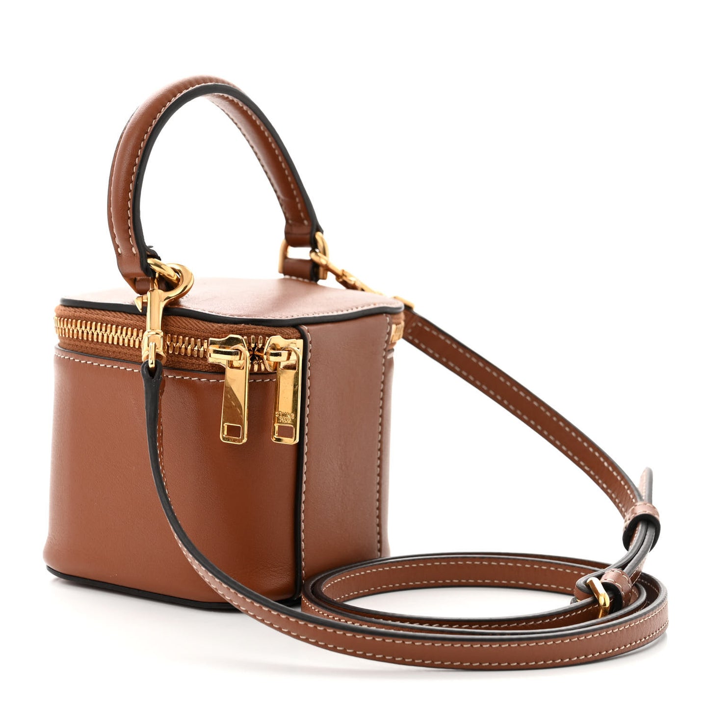 Smooth Calfskin Cuir Triomphe Mini Vanity Case Tan